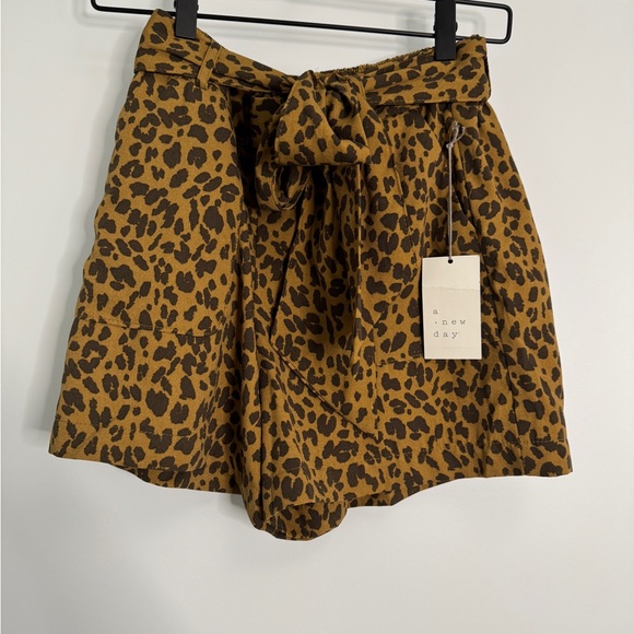 a new day Pants - NWT A New Day Leopard Print Shorts XS – Y2K Tie Waist Animal Print Trend